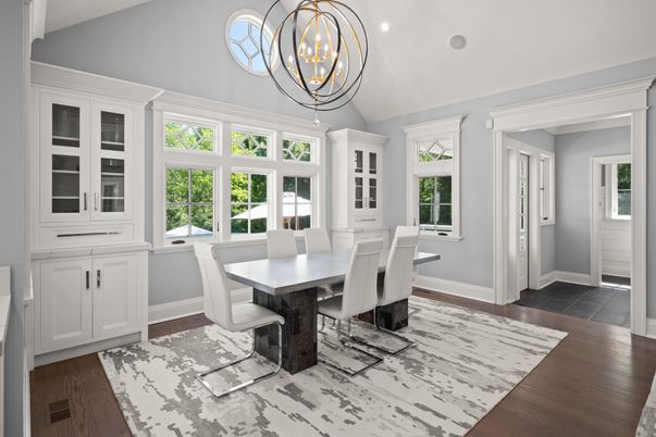 Chandelier, Dining room, Interior, Pendant Lights, Wood Texture Flooring