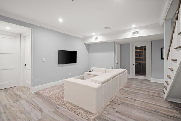 Interior, Living room, Recessed Lighting, Wood Texture Flooring