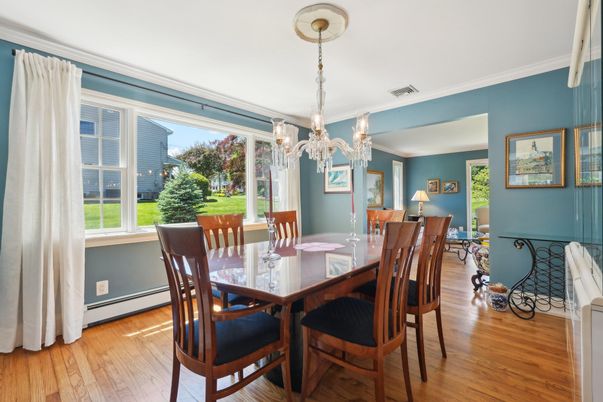 Chandelier, Dining room, Interior, Wood Texture Flooring