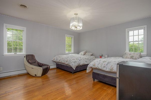 Bedroom, Interior, Pendant Lights, Wood Texture Flooring