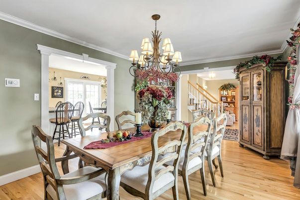 Chandelier, Dining room, Interior, Wood Texture Flooring