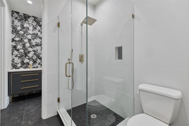 Bathroom, Glass Shower, Interior, Recessed Lighting