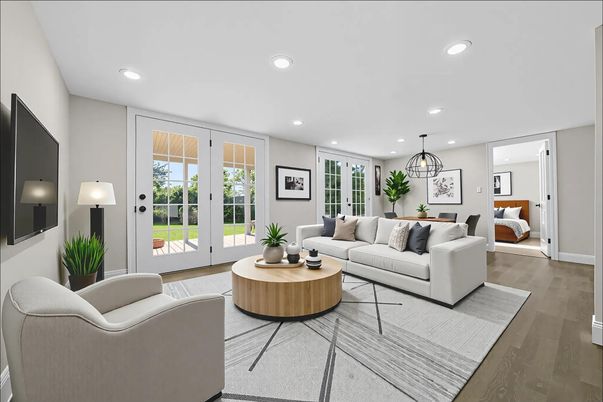 Interior, Living room, Recessed Lighting, Wood Texture Flooring