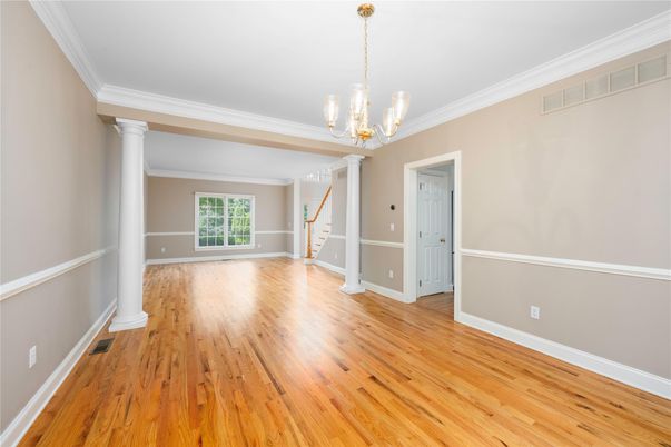 Chandelier, Empty room, Interior, Wood Texture Flooring