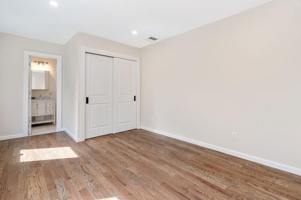 Bathroom, Empty room, Interior, Recessed Lighting, Wood Texture Flooring