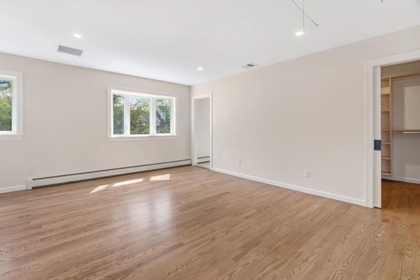 Empty room, Interior, Recessed Lighting, Wood Texture Flooring