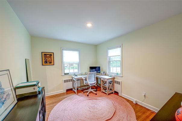 Home Office, Interior, Recessed Lighting, Wood Texture Flooring