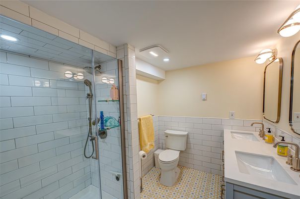 Bathroom, Dual Sink Vanities, Glass Shower, Interior, Recessed Lighting