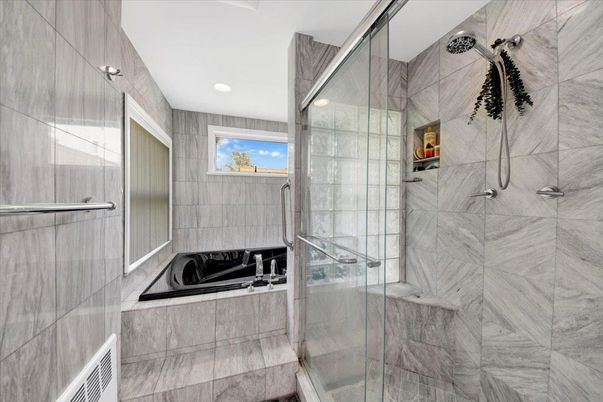 Bathroom, Glass Shower, Interior, Recessed Lighting