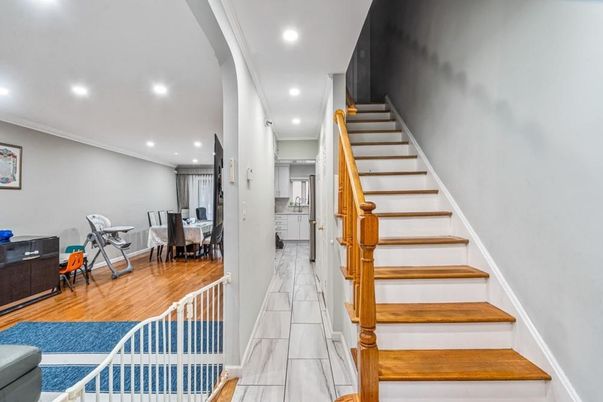 Dining room, Interior, Recessed Lighting, Wood Texture Flooring