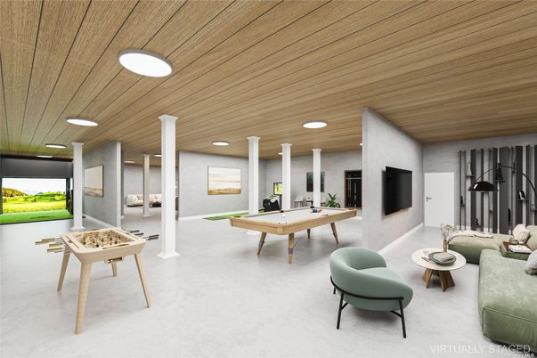 Billiard Table, Game Room, Interior, Recessed Lighting, Wooden Ceilings