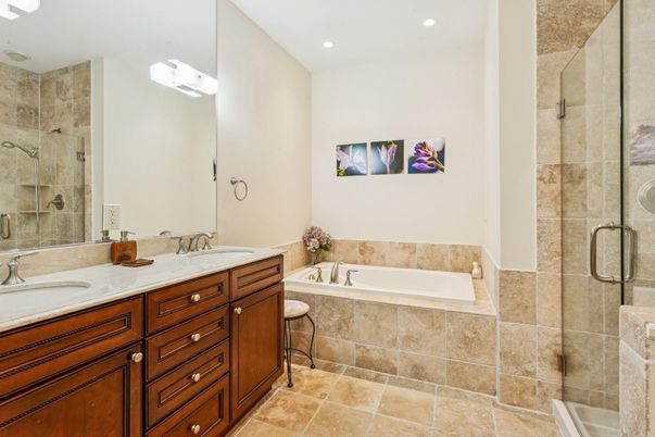 Bathroom, Dual Sink Vanities, Glass Shower, Interior, Recessed Lighting