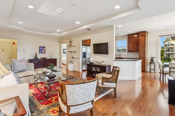 Dining room, Interior, Kitchen, Living room, Recessed Lighting, Wood Texture Flooring