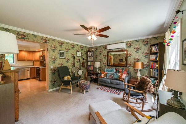 Interior, Kitchen, Living room, Stainless Steel Appliances, Wood Texture Flooring