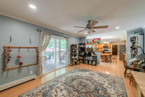 Dining room, Interior, Kitchen, Recessed Lighting, Wood Texture Flooring