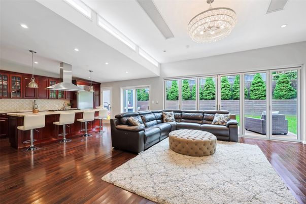 Interior, Kitchen, Living room, Pendant Lights, Recessed Lighting, Stainless Steel Appliances, Wood Texture Flooring