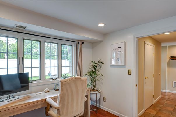 Home Office, Interior, Recessed Lighting, Wood Texture Flooring