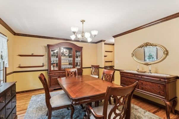 Chandelier, Dining room, Interior, Wood Texture Flooring