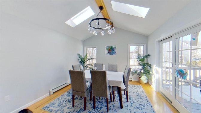 Chandelier, Dining room, Interior, Wood Texture Flooring