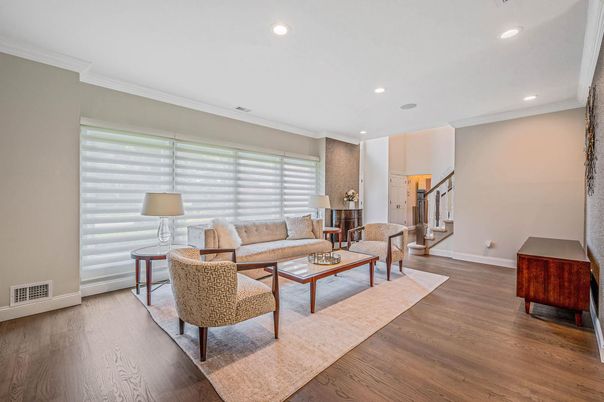 Interior, Living room, Recessed Lighting, Wood Texture Flooring