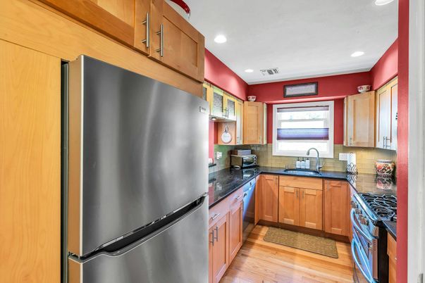 Interior, Kitchen, Recessed Lighting, Wood Texture Flooring