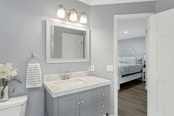 Bathroom, Bedroom, Interior, Recessed Lighting, Wood Texture Flooring
