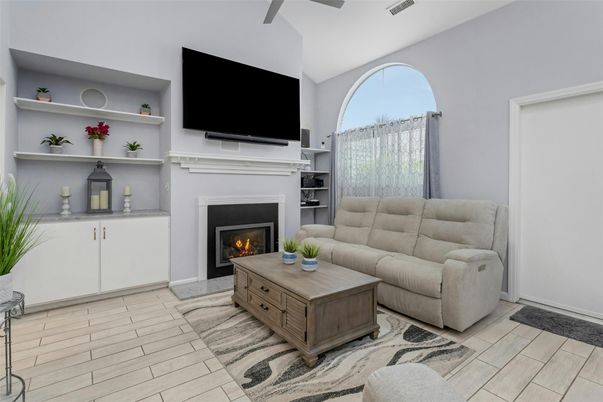 Fireplace, Interior, Living room, Wood Texture Flooring