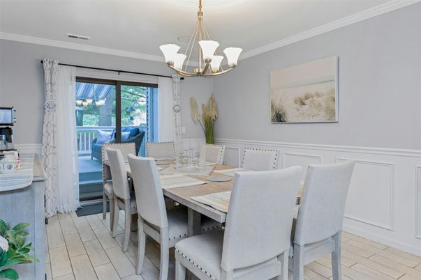 Chandelier, Dining room, Interior, Wood Texture Flooring