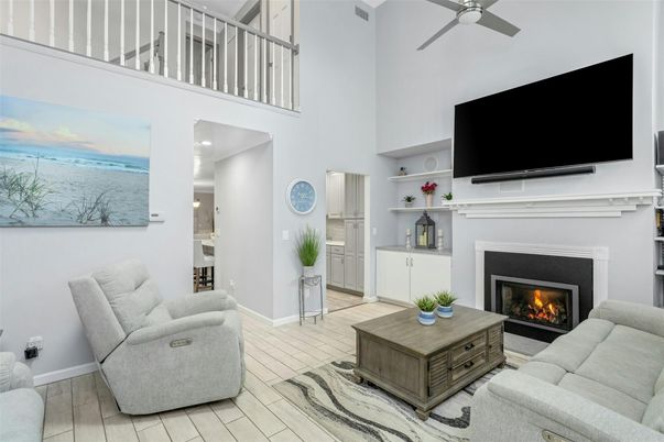 Fireplace, Interior, Living room, Water, Wood Texture Flooring