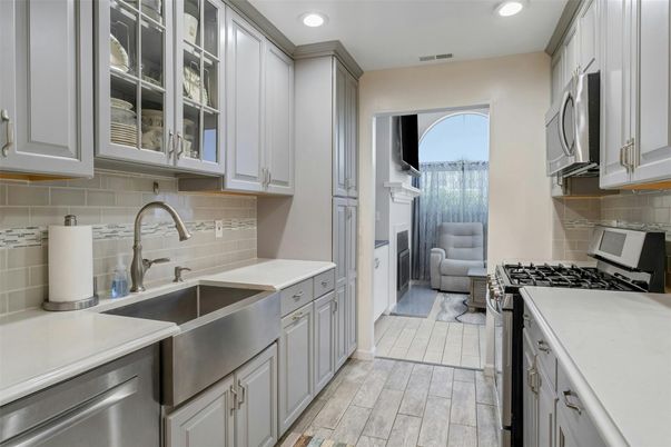 Interior, Kitchen, Recessed Lighting, Wood Texture Flooring