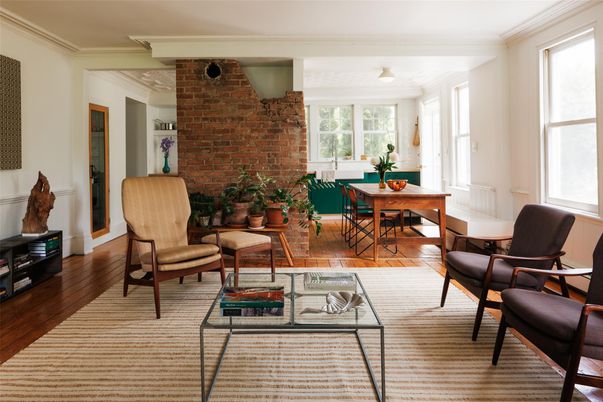 Home Office, Interior, Living room, Stone Walls, Wood Texture Flooring
