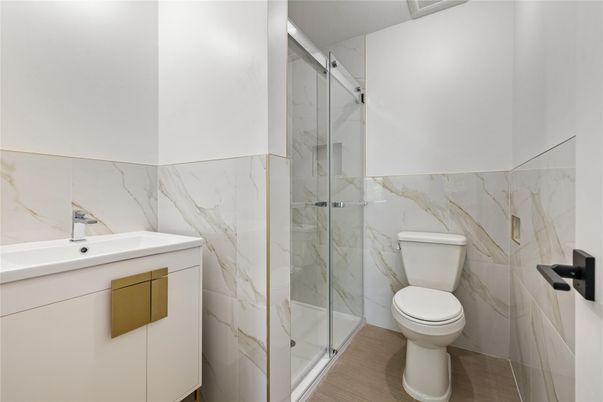 Bathroom, Glass Shower, Interior, Marble Walls