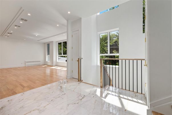 Empty room, Interior, Marble, Recessed Lighting, Wood Texture Flooring