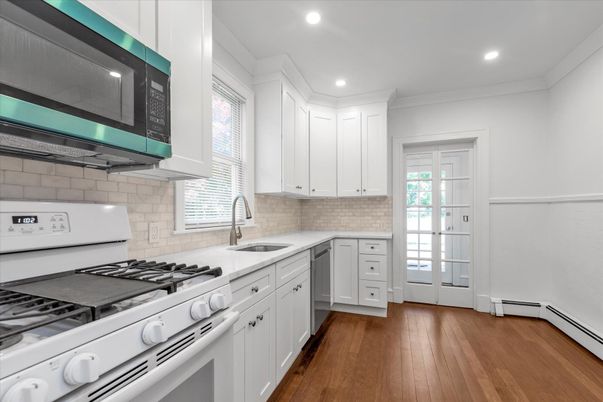 Interior, Kitchen, Recessed Lighting, Wood Texture Flooring