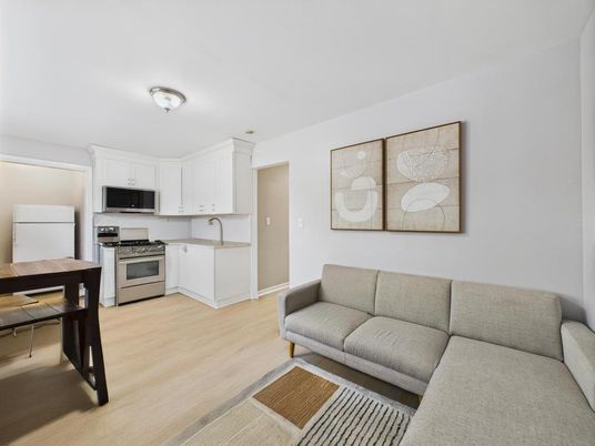 Interior, Kitchen, Living room, Stainless Steel Appliances, Wood Texture Flooring