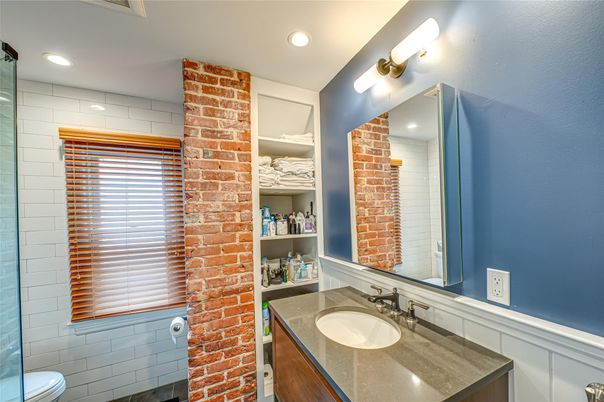 Bathroom, Interior, Recessed Lighting, Stone Walls