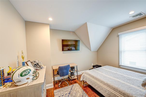 Bedroom, Home Office, Interior, Recessed Lighting, Wood Texture Flooring