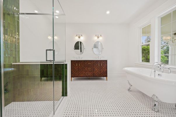 Bathroom, Dual Sink Vanities, Free Standing Baths, Glass Shower, Interior, Recessed Lighting