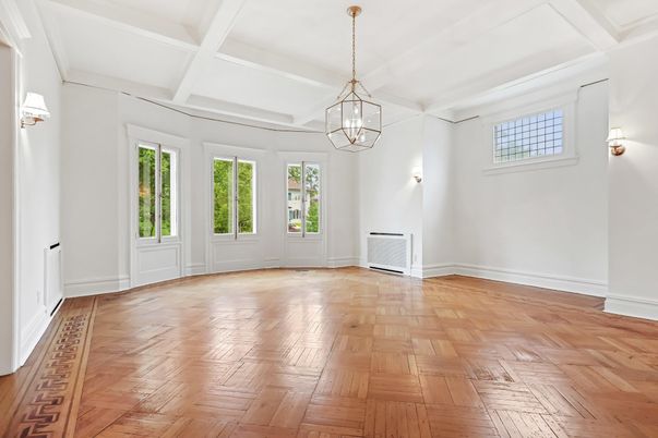 Chandelier, Empty room, Interior, Pendant Lights, Wood Texture Flooring