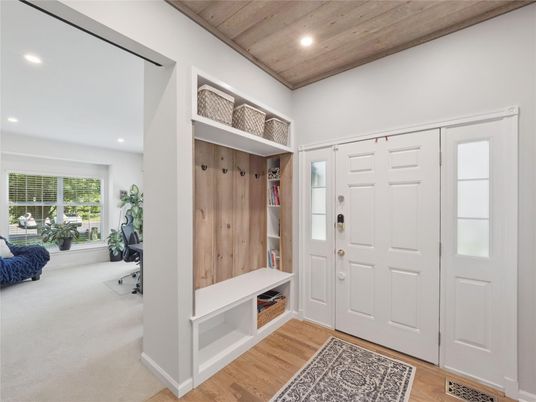 Interior, Recessed Lighting, Wooden Ceilings, Wood Texture Flooring
