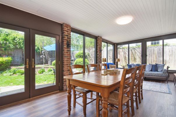 Dining room, Interior, Sun Room, Wood Texture Flooring