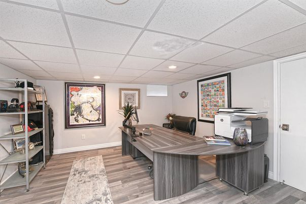 Home Office, Interior, Recessed Lighting, Wood Texture Flooring