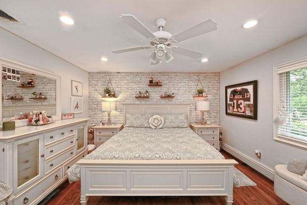 Bedroom, Interior, Recessed Lighting, Stone Walls, Wood Texture Flooring