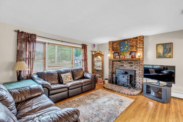 Fireplace, Interior, Living room, Stone Walls, Wood Texture Flooring