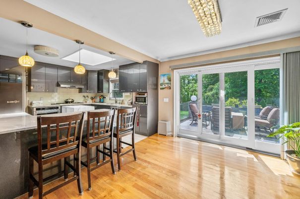 Interior, Kitchen, Pendant Lights, Stainless Steel Appliances, Wood Texture Flooring