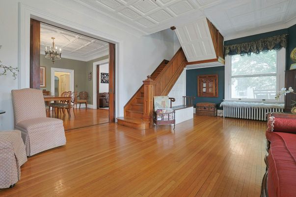 Chandelier, Dining room, Interior, Wood Texture Flooring