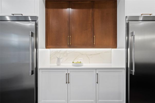 Interior, Kitchen, Marble Walls, Stainless Steel Appliances