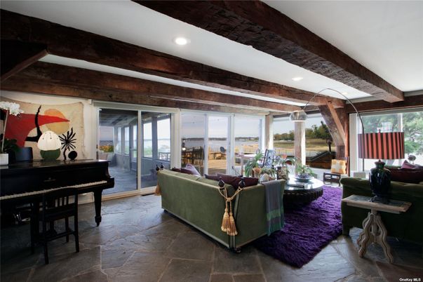 Interior, Living room, Piano, Recessed Lighting, Wooden Beams