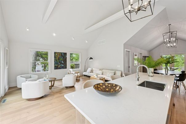 Dining room, Interior, Kitchen, Living room, Pendant Lights, Recessed Lighting, Wood Texture Flooring