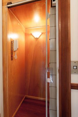 Elevator, Interior, Wood Texture Flooring, Wooden Walls